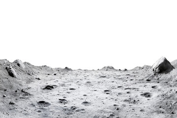 Wall Mural - moon surface isolated on white background. lunar landscape with deserted landscape and craters forme
