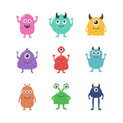 Wall Mural - Cute monster icon. Hand drawn style. collection of isolated illustrations