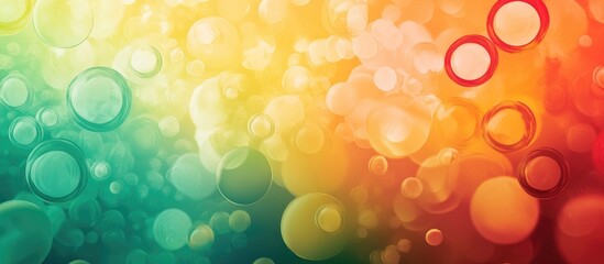 Trendy abstract 2d design featuring gradient bubbles in green red and yellow hues