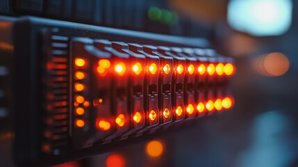 Poster - A row of lights are lit up in a row