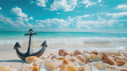 Wall Mural - Anchor on Sandy Beach