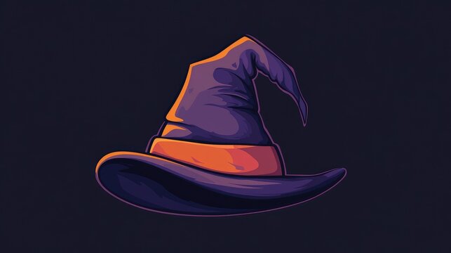 Witch hat logo for Halloween, illustrated in a playful yet spooky style, ideal for holiday-themed branding.