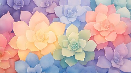 Sticker - A vibrant watercolor painting of an array of succulents, Generative AI