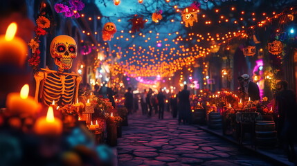 Day of the dead traditional night light party