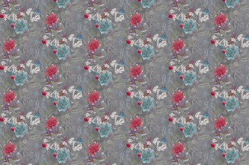 Wall Mural - Blooming midsummer meadow seamless pattern.