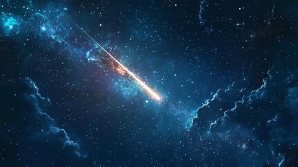 Wall Mural - shooting star streaking across a starry sky, making a wish on the universe.