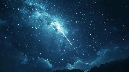 Wall Mural - shooting star streaking across a starry sky, making a wish on the universe