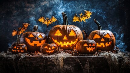 Jack-o'-lantern with a spooky smile pumpkin for Halloween