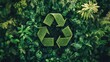 © ShinneProject - A green recycle symbol made of grass surrounded by lush greenery.