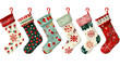© PNG Kingdom  - Christmas stocking with pattern on transparent background