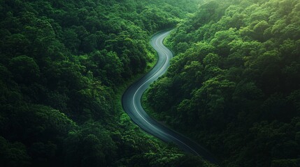 Wall Mural - Road Winding Through Dense Forest