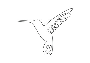 Poster - hummingbird in one continuous line drawing. isolated on white background vector illustration