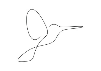 Poster - hummingbird in one continuous line drawing. isolated on white background vector illustration