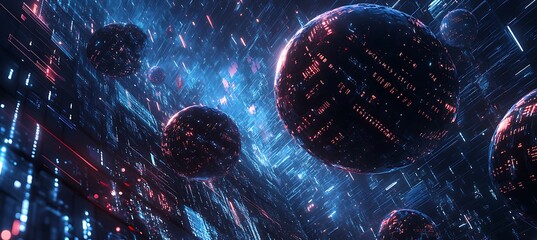 Poster - Advanced Digital Realm: Floating Data Spheres and AI-Driven Communication Networks









