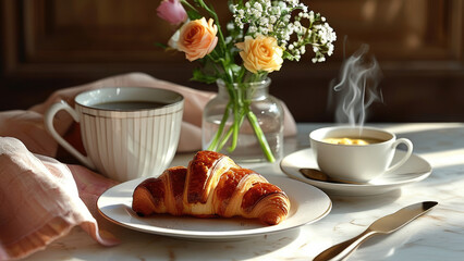 Morning Harmony: Coffee and Croissant, A Perfect Classic Pairing