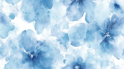 Aquarelle Texture beautifully hand drawn with a dirty paint effect Pastel hues create a cold blue seamless design ideal for organic fashion prints Floral elements combined with an aqualrelle tie d