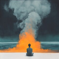 Canvas Print - Man Contemplating Smoke