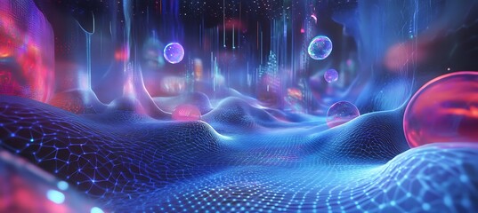 Poster - Virtual Cosmos: Data Networks Weaving Through Advanced VR Hubs
