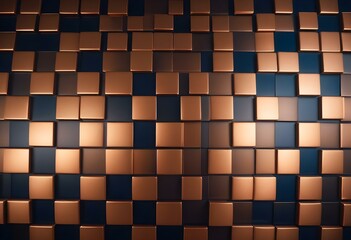 A macro shot of a squared pattern copper texture, revealing the metallic sheen and rich, warm tones of copper, with visible scratches and dimples that add character., close-up shot, short distance, pa