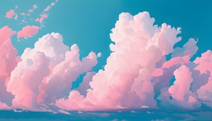 Tranquil dusk sky adorned with soft pink and white clouds against a serene blue backdrop