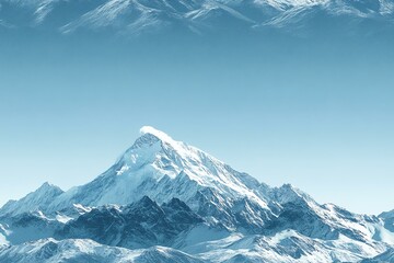 Stunning view of a snow-capped mountain range under a clear blue sky, perfect for travel, nature, and winter landscapes.