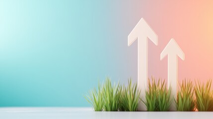 Poster - A small arrow gradually increasing in size, indicating steady growth and progress over time, on a neutral background.