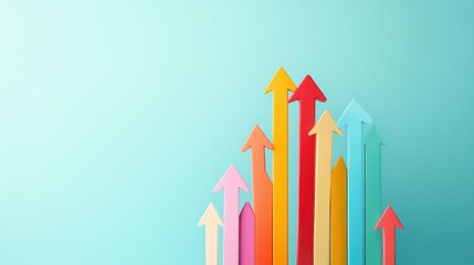 Poster - A set of arrows, each pointing higher than the previous one, showcasing continuous progress and development.