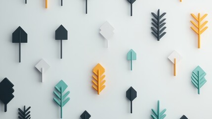 Poster - a repeating pattern of arrows pointing upwards, creating a dynamic and positive visual, on a light b