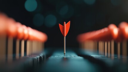 Poster - a 3d arrow piercing through a barrier, representing overcoming obstacles and achieving goals, on a d