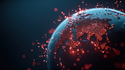 Wall Mural - A digital map showing data points across the globe, highlighting the ability of AI to analyze and understand global data trends.