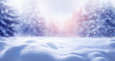 Wall Mural - beautiful landscape with snow covered fir trees and snowdrifts.merry christmas and happy new year gr