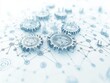 © Adisak - A network of interconnected gears symbolizes technology, innovation, and automation, showcasing intricate designs in a soft blue color palette.