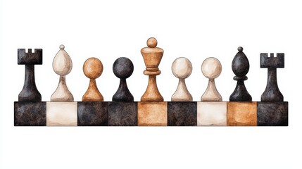 A stylish chess set featuring elegantly designed pieces in contrasting colors, perfect for games and decor.