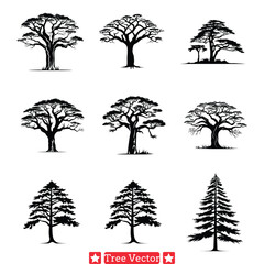 Canvas Print - Tranquil Canopy  Peaceful Tree Silhouette Set for Relaxing Designs