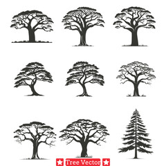 Wall Mural - Silent Sentinels  Majestic Tree Silhouettes Bundle for Designers