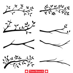 Canvas Print - Graceful Growth  Wholesome Tree Branch Vector Set