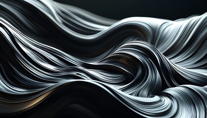 Wall Mural - Luxurious flowing lines against a dynamic backdrop of black waves in a stunning AI-generated composition