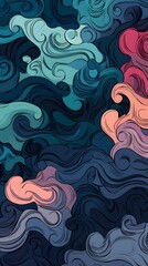 Wall Mural - Abstract swirling pattern in blue, teal, and pink.