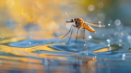 Mosquito by the water close up