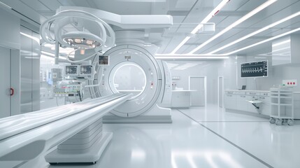 Aufkleber - A white room with a large MRI machine in the center