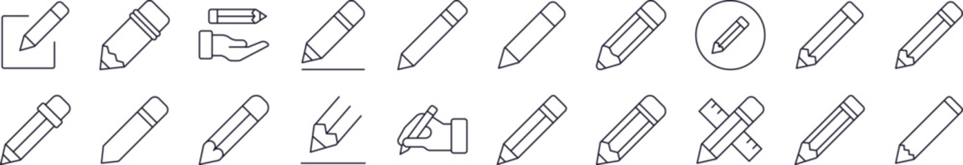 Pen Line Icon Collection. Editable Stroke. Minimalistic Linear Pictogram for Design of Cards, Apps, Banners, Posts