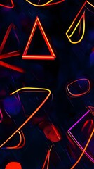 Poster - Abstract neon shapes glow brightly in the dark.