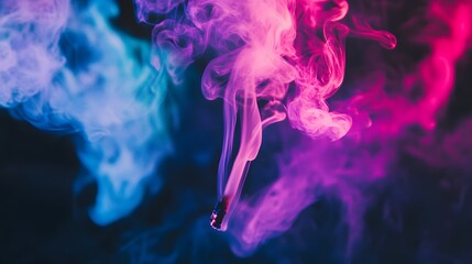 Poster - Abstract smoke in blue and pink hues.