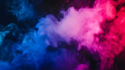 Poster - Abstract smoke in pink and blue hues against a black background.