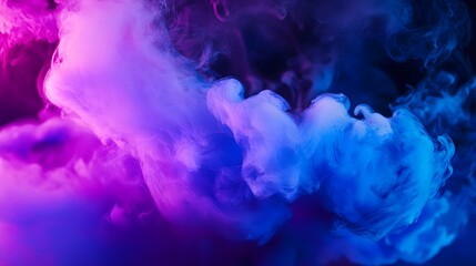 Poster - Abstract blue and pink smoke swirls against a dark background.