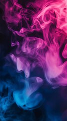 Poster - Abstract pink and blue smoke swirls against a dark background.