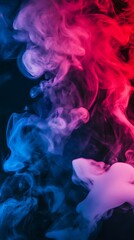 Poster - Abstract blue and pink smoke swirls on a black background.