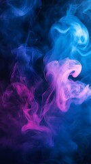 Poster - Abstract blue and pink smoke swirls against a dark background.