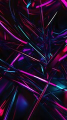 Poster - Abstract geometric shapes with neon colors.