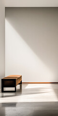 Empty minimalist living room corner with a high contrast of daylight and shadows. Luxury property interior design